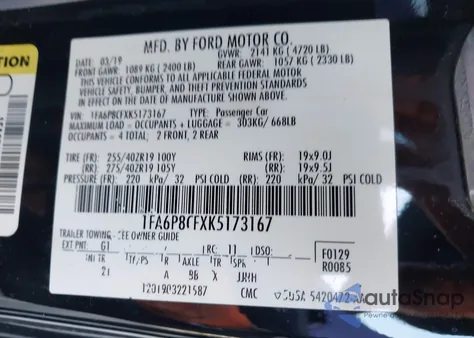 2019 Ford Mustang Gt z USA, uszkodzony, nr VIN 1FA6P8CFXK5173167